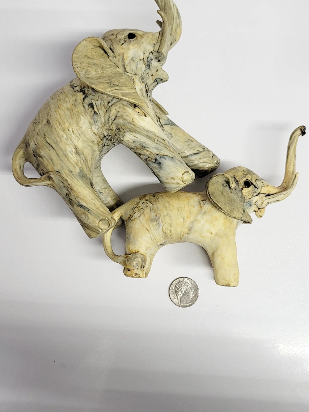 Unique Boho Elephant Sculptures - Hand Carved Vintage Decor